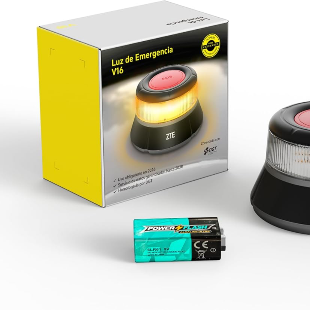 ZTE E1 Baliza V16 Homologada y Conectada a DGT, Luz de Emergencia 360° - Imagen 2