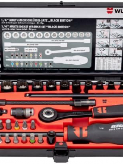 Wurth Black Edition, Juego de Llaves de Vaso de Trinquete, 34 Piezas