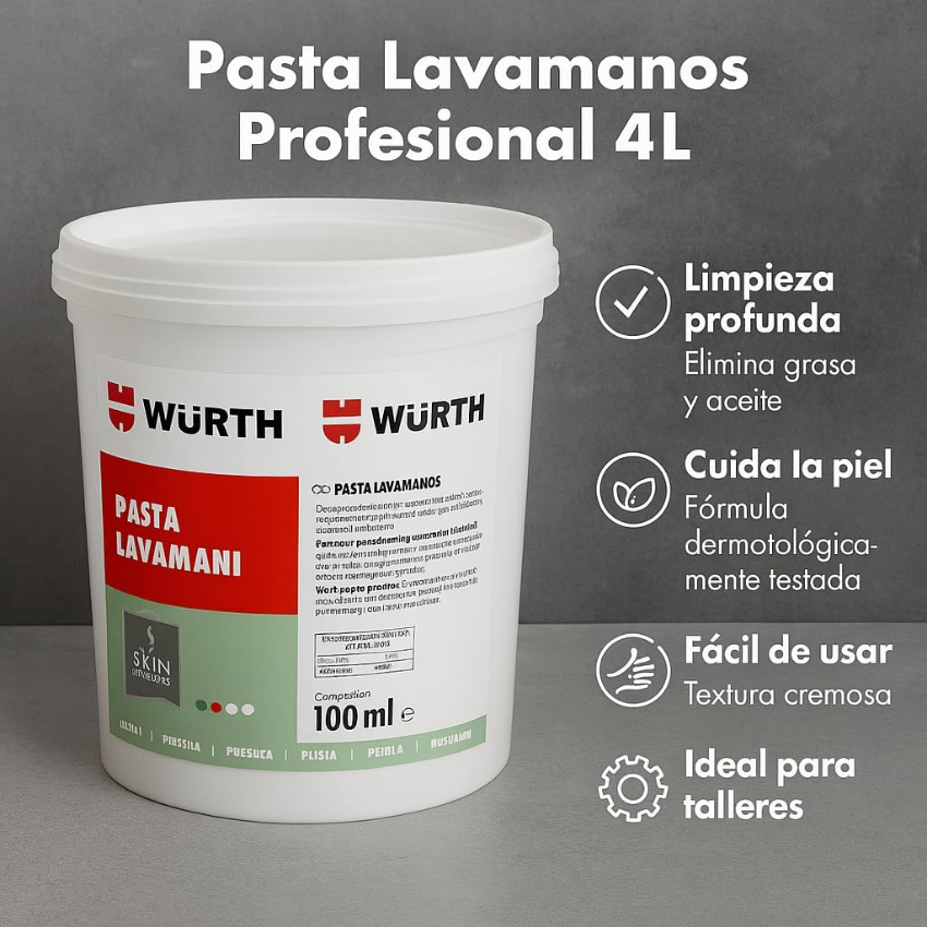 WURTH Pasta Lavamanos Xtrem 4L, limpiador de Manos industrial. - Imagen 3